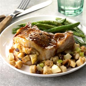 Apple-Glazed Stuffed Pork Chops Recipe Apple-Glazed Stuffed Pork Chops Recipe