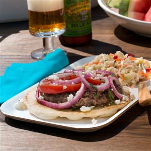 Feta & Tomato-Topped Greek Burgers Recipe Feta & Tomato-Topped Greek Burgers Recipe