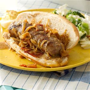 Grilled Beer Brats with Kraut Recipe Grilled Beer Brats with Kraut Recipe