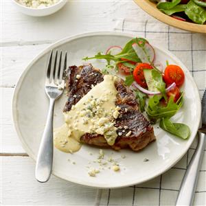 Grilled Ribeye with Garlic Blue Cheese Mustard Sauce Recipe Grilled Ribeye with Garlic Blue Cheese Mustard Sauce Recipe