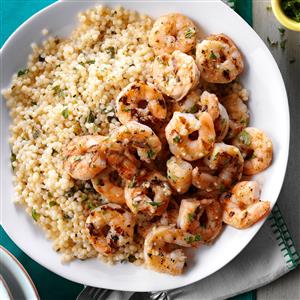 Lemon-Basil Grilled Shrimp & Couscous Recipe Lemon-Basil Grilled Shrimp & Couscous Recipe