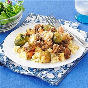Maple-Dijon Sprouts & Sausage Recipe Maple-Dijon Sprouts & Sausage Recipe