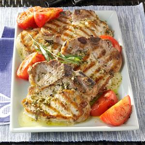 Provolone-Stuffed Pork Chops with Tarragon Vinaigrette Recipe Provolone-Stuffed Pork Chops with Tarragon Vinaigrette Recipe