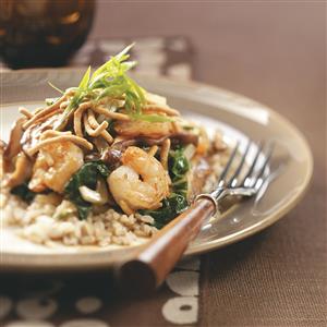 Shrimp & Shiitake Stir-Fry with Crispy Noodles Recipe Shrimp & Shiitake Stir-Fry with Crispy Noodles Recipe