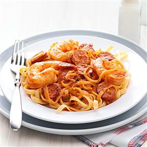 Shrimp Scampi Fettuccine with Andouille Butter Recipe Shrimp Scampi Fettuccine with Andouille Butter Recipe
