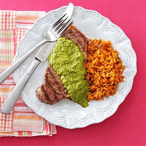 Steakhouse Strip Steaks with Chimichurri Recipe Steakhouse Strip Steaks with Chimichurri Recipe