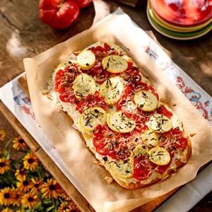Tomato-Squash Appetizer Pizza Recipe Tomato-Squash Appetizer Pizza Recipe
