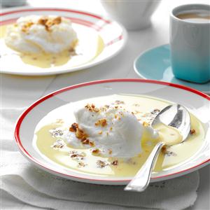 Meringue Snowballs In Custard Recipe Meringue Snowballs In Custard Recipe