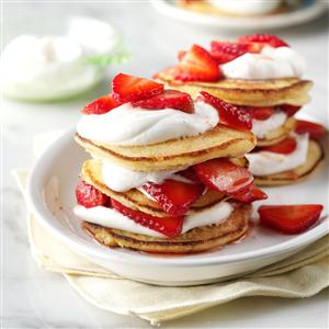 Cornmeal Towers with Strawberries & Cream Recipe Cornmeal Towers with Strawberries & Cream Recipe