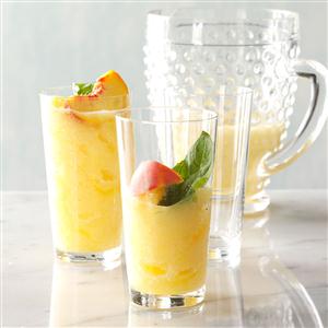Peach-Basil Lemonade Slush Recipe Peach-Basil Lemonade Slush Recipe