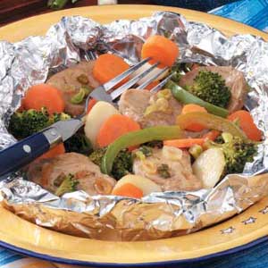 Pork 'N' Veggie Packets Recipe Pork 'N' Veggie Packets Recipe