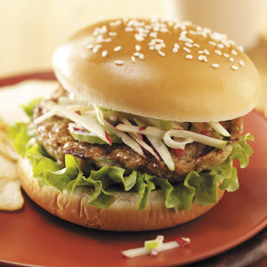 Buffalo Chicken Burgers with Tangy Slaw Recipe Buffalo Chicken Burgers with Tangy Slaw Recipe