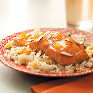 Apricot-Glazed Salmon with Herb Rice Recipe Apricot-Glazed Salmon with Herb Rice Recipe