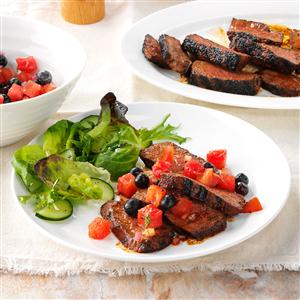 Ancho Garlic Steaks with Summer Salsa Recipe Ancho Garlic Steaks with Summer Salsa Recipe
