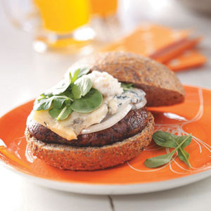 Portobello Burgers with Pear-Walnut Mayonnaise Recipe Portobello Burgers with Pear-Walnut Mayonnaise Recipe