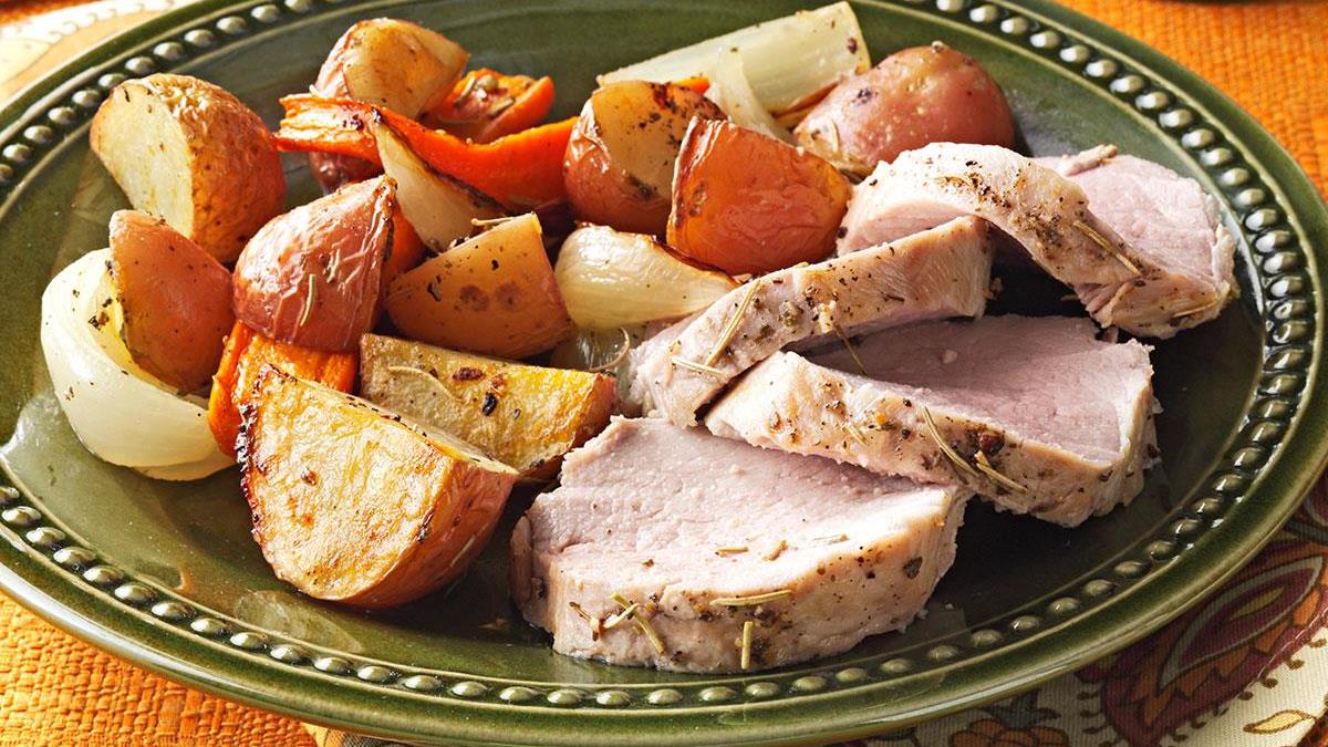 Roasted Pork Tenderloin And Vegetables Recipe How To Make It Taste Of Home
