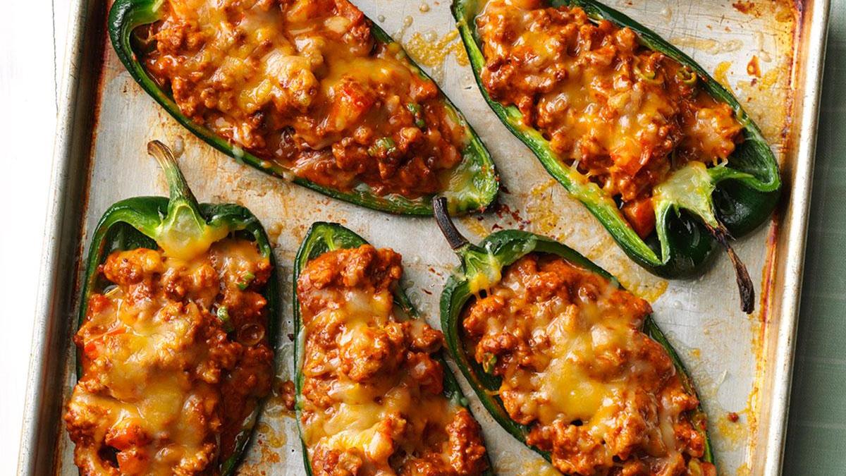 Chili Stuffed Poblano Peppers Recipe How To Make It Taste Of Home