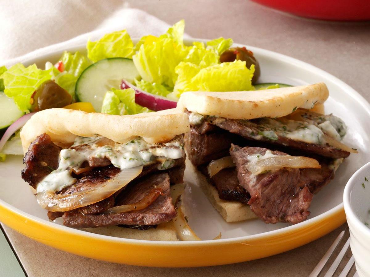 Beef Pitas With Yogurt Sauce Recipe How To Make It Taste Of Home