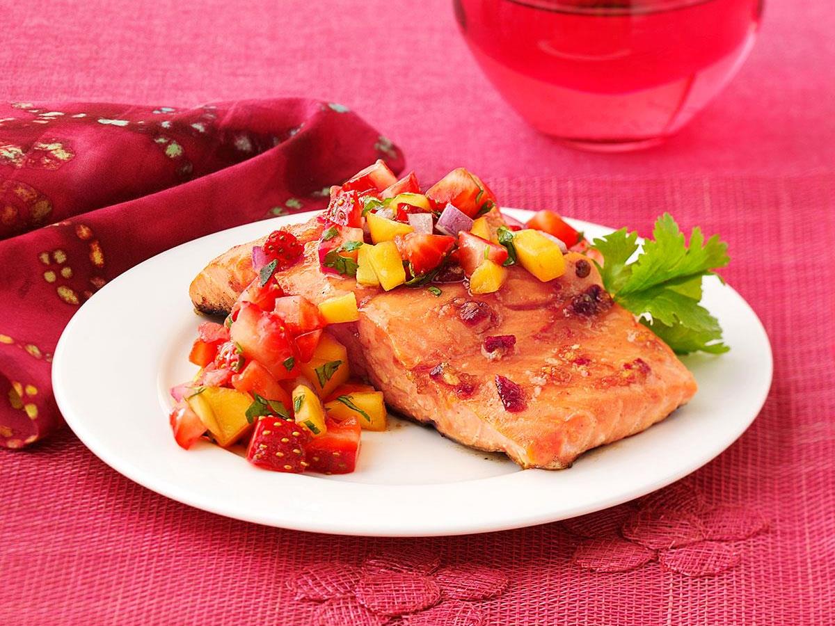 Chipotle Salmon With Strawberry Mango Salsa Recipe How To Make It Taste Of Home