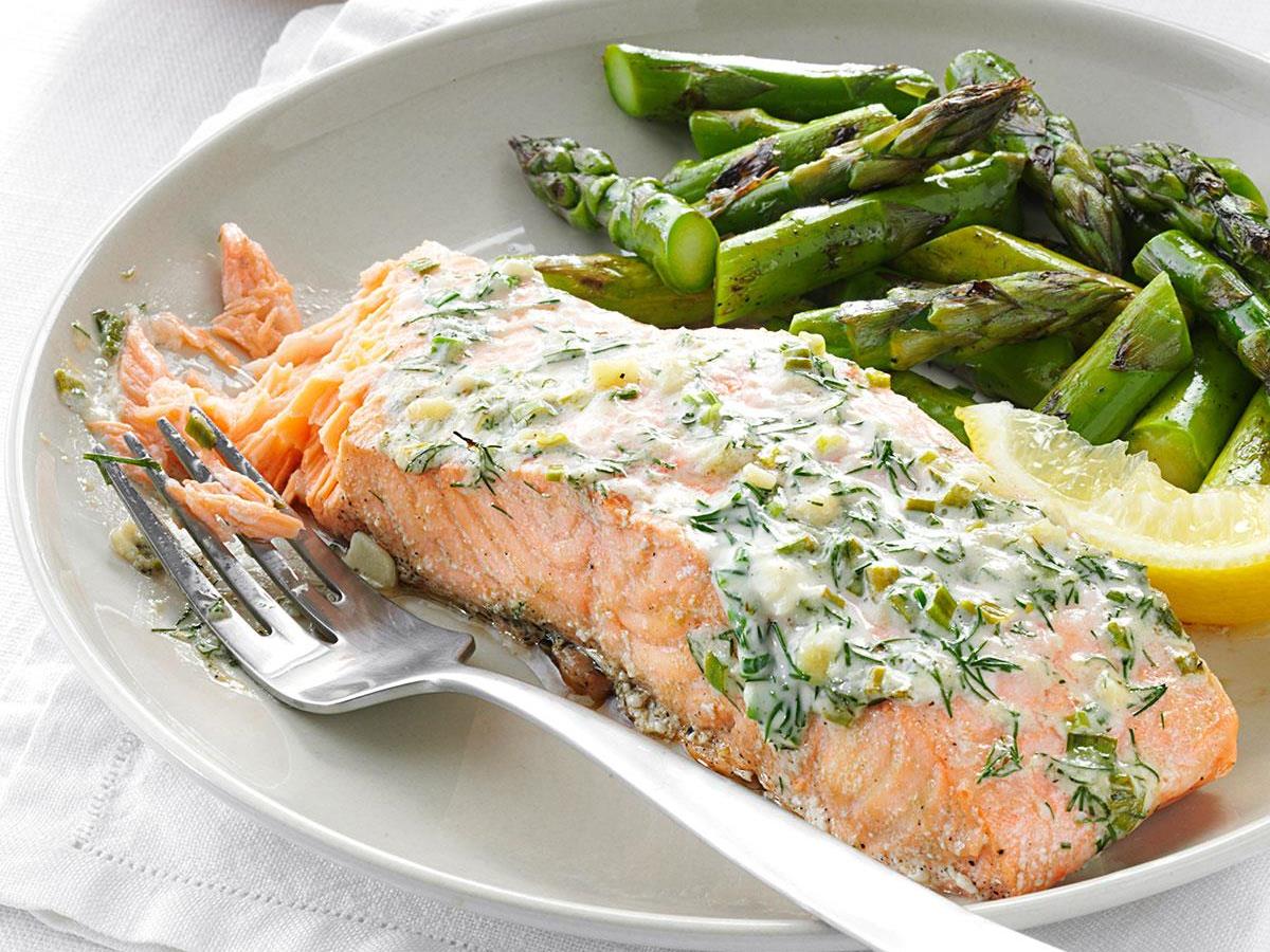 Creamy Herb Grilled Salmon Recipe Taste Of Home