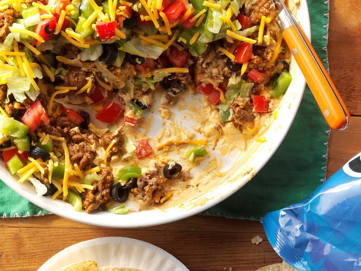 Ground Beef Taco Dip Recipe How To Make It Taste Of Home