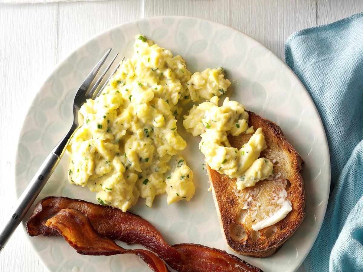 Herb Cheese Scrambled Eggs Recipe How To Make It Taste Of Home