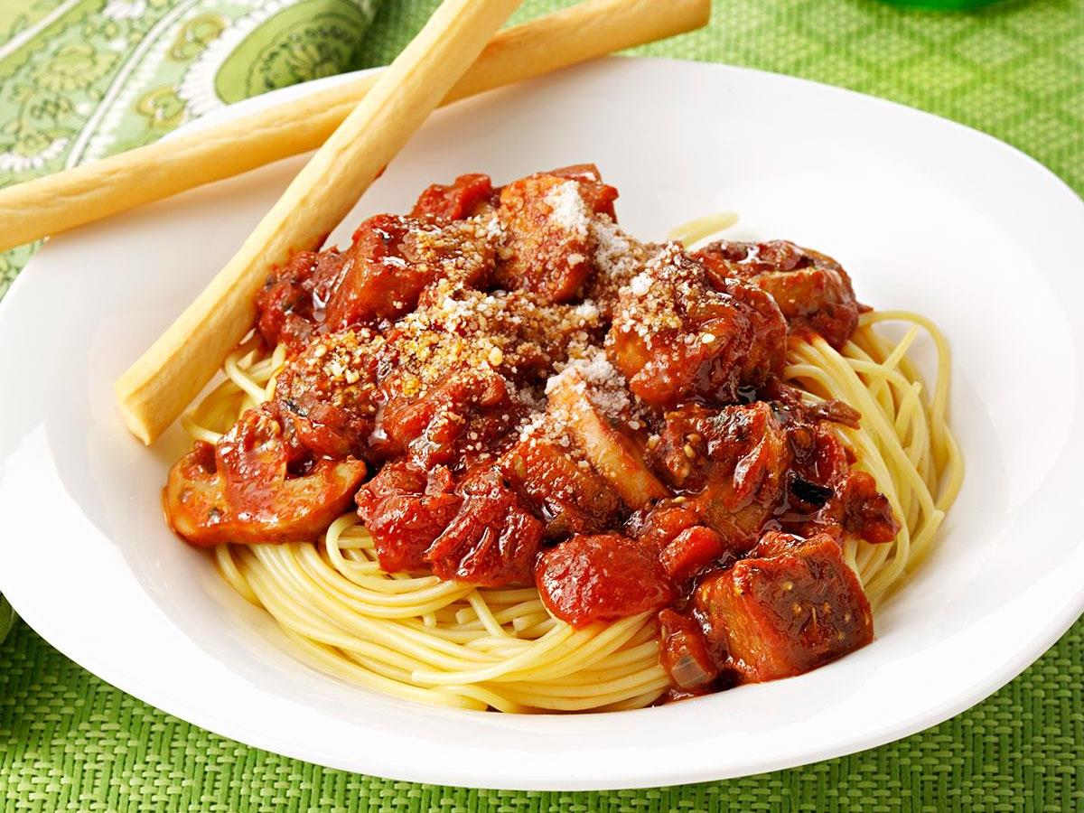 Pasta With Eggplant Sauce Recipe How To Make It Taste Of Home