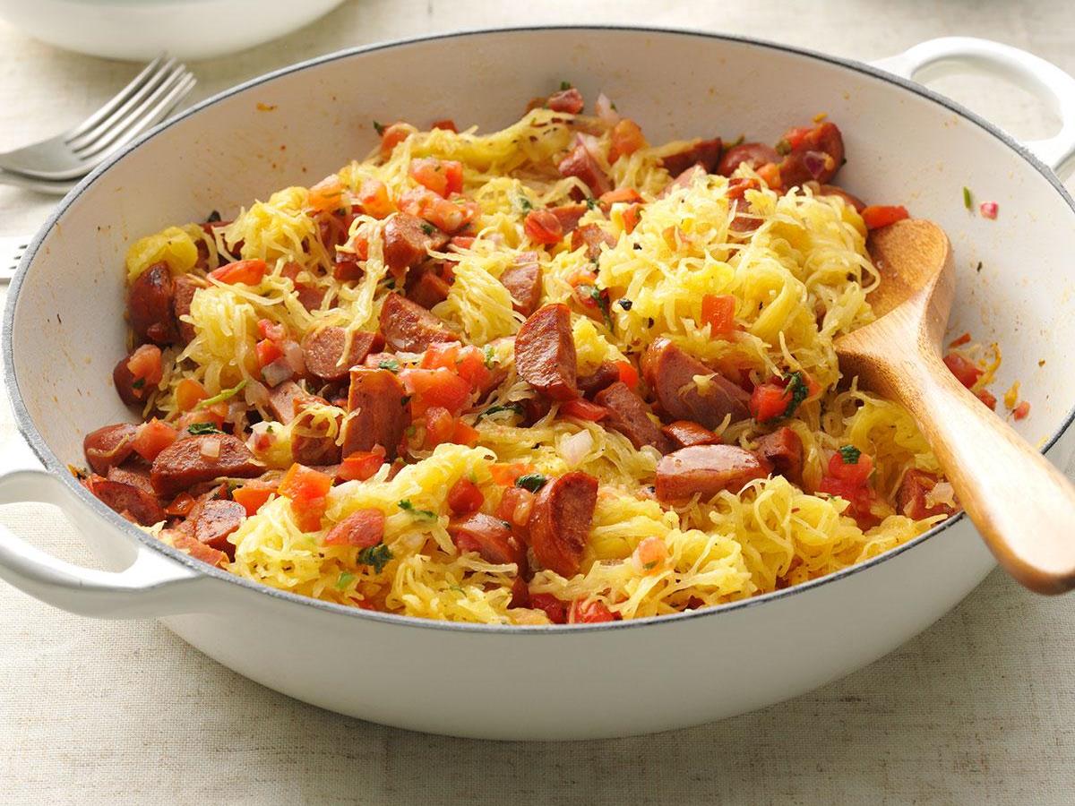 Spaghetti Squash Sausage Easy Meal Recipe How To Make It