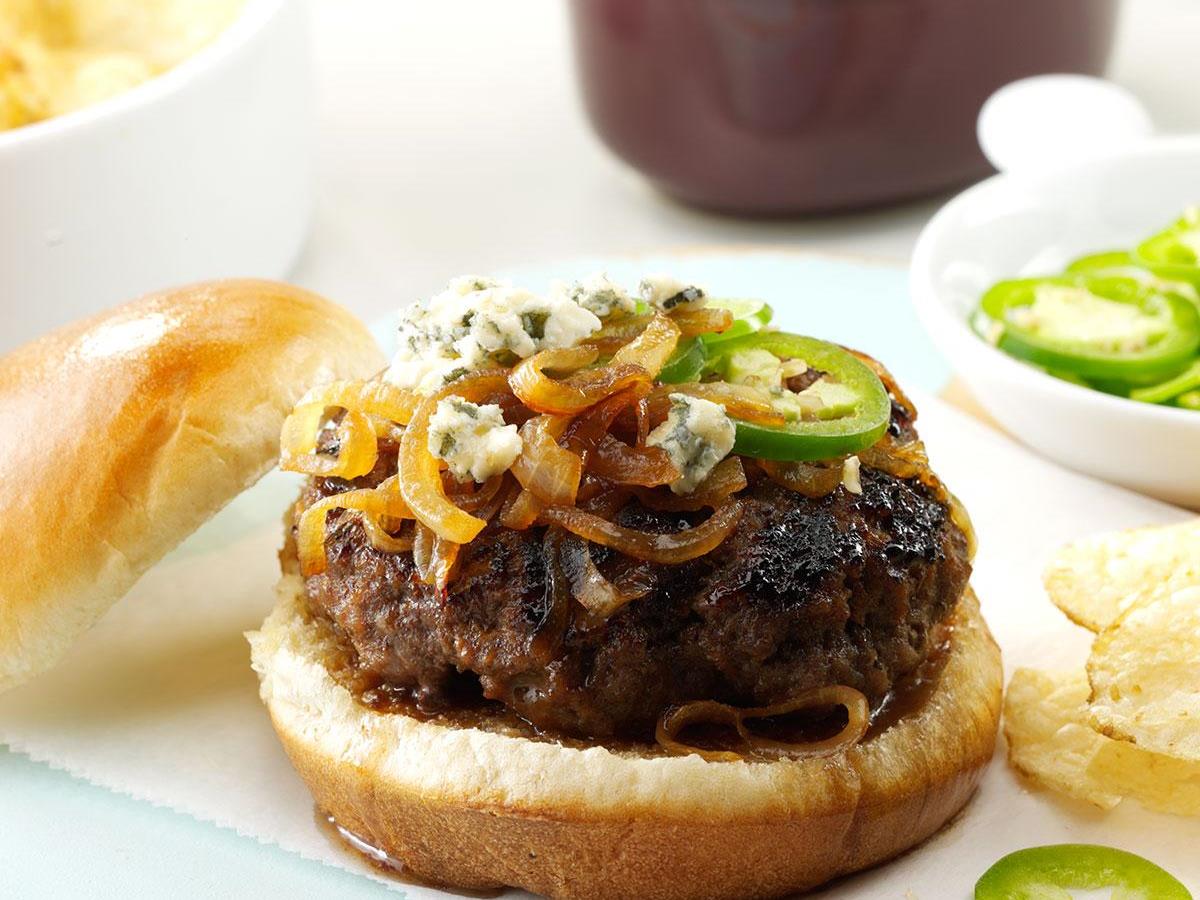 Jalapeno Burgers With Gorgonzola Recipe Taste Of Home